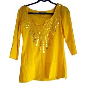 Zara Yellow Tunic with Gold Accents